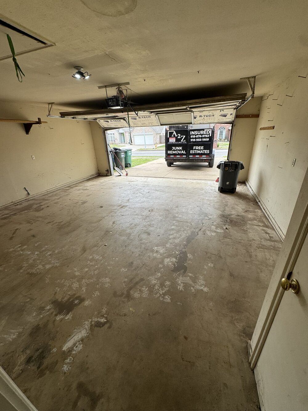 Same garage emptied and swept clean after A2Z junk removal